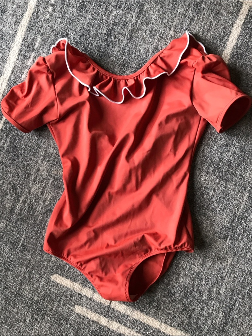 Ruffled Scoop Back One-Piece Swimsuit - Coral Red
